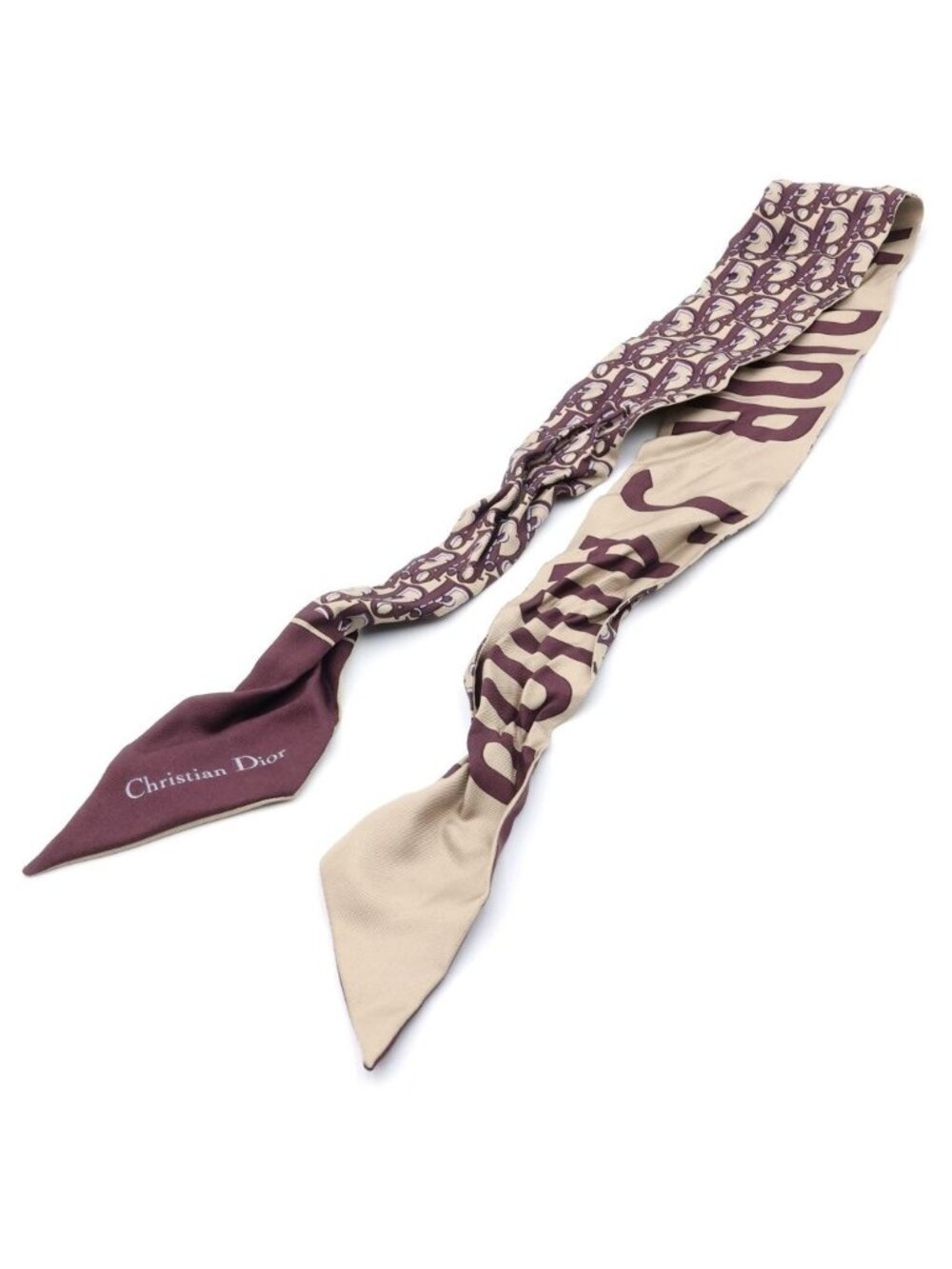 Dior Mitzah Scarf Oblique Trotter Pattern Silk Brown